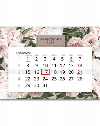 Kalendarz Ścienny Pojedynczy 2024 Flowers A4, Planerum