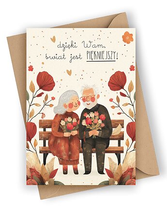 Kartka na Dzień Babci i Dziadka- Dzięki Wam, świat jest piękniejszy!, Czarna Owca Karteczki