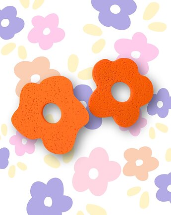 Pomarańczowe kolczyki KWIATY, sploteka