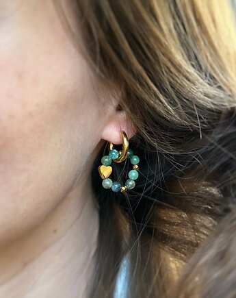 Kolczyki Agat Serce Hematyt, Lajka