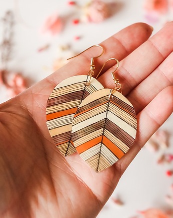 Kolczyki listki srebrne pozłacane Kair