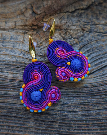 Małe i kolorowe kolczyki sutasz, Mró Soutache