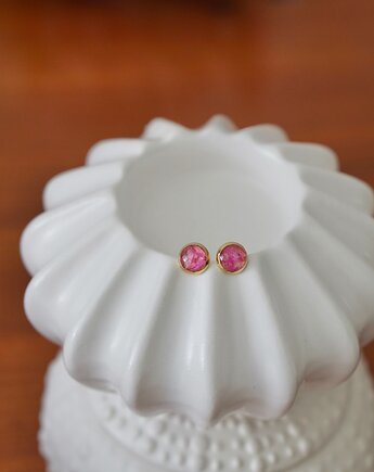 Kolczyki wkrętki z różową gipsówką, ANKO rekodzielo