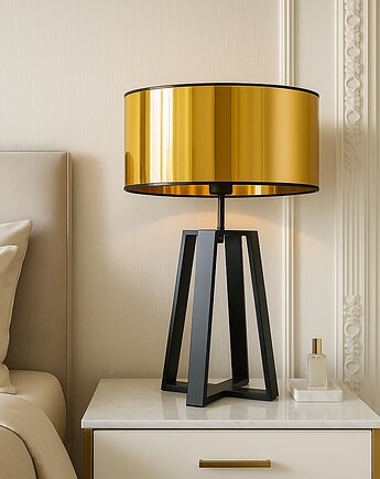 Czarno-miedziana lampa stołowa do salonu THOR MIRROR, LYSNE