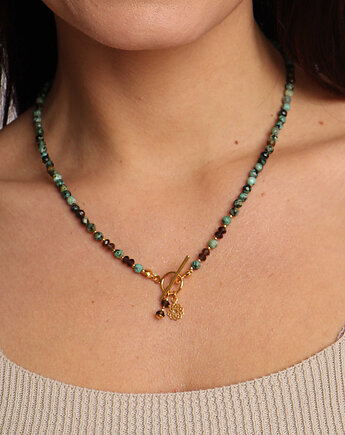 Naszyjnik Turkus Afrykański i Kwarc Dymny Toggle z zawieszką, Bring Biżuteria