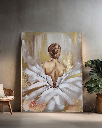 Baletnica na lnianym płótnie Ręcznie malowany obraz, Diana Abstract Art