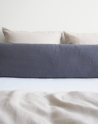 Lniana poszewka na długą poduszkę CHARCOAL, so linen!