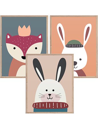 Plakaty dla dzieci ze zwierzakami, retro, Wallie Studio Dekoracji