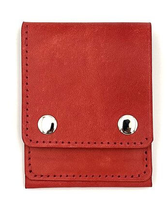 Czerwony portfel skórzany ręcznie uszyty na karty., Rkabags