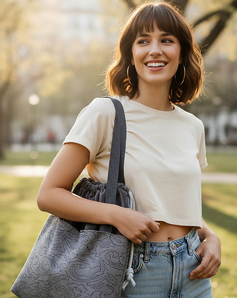 Duża torba shopper unikatowa torba handmade z kieszeniami, raspberi