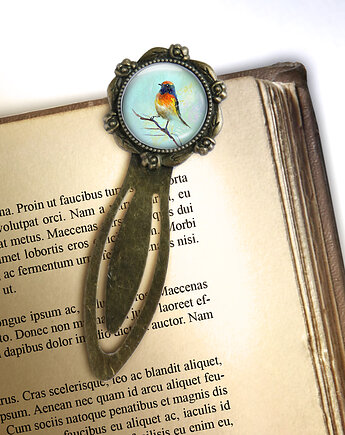 Zakładka do książki - Kolorowy ptak - klips, brąz, yenoo