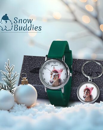 Zestaw prezentowy - Konik - zegarek i brelok - silikonowy, zielony, yenoo
