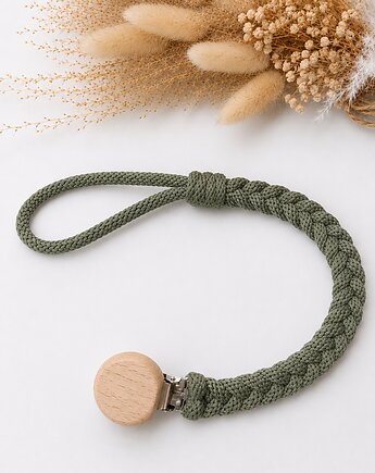 Ręcznie pleciona zawieszka do smoczka z bawełnianego sznurka, khaki, Moni Made of Natural Individuality