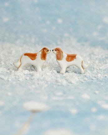 Cavalier mini pieski- ceramiczne kolczyki, Dorca