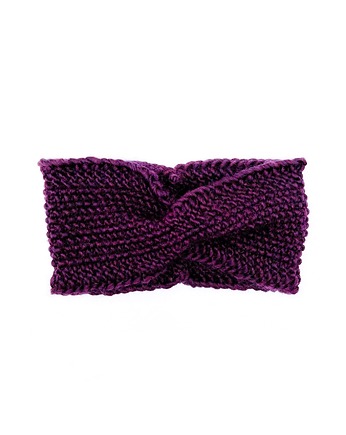Ciemno fioletowa opaska merino twist na jesień, Holy Alpaca Knit