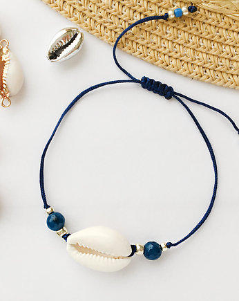 Bransoletka z muszelką Kauri i Agatem Niebieskim, Ilovehandmade