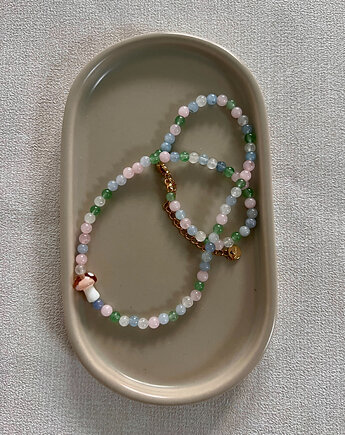 Pastelowe kamienie naturalne i szklany grzybek, Juicy Beads