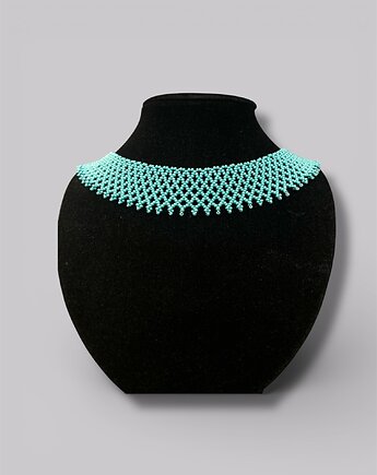 Krywulka łemkowska turkus, naszyjnik ażurowy z koralików folk, ArtGez