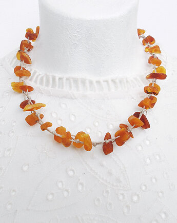 Matowe bursztyny Naszyjnik lniany, galeria nuit