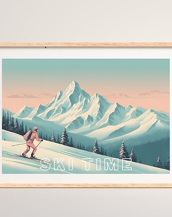 PLAKAT GÓRY narty SKI zimowy grafika, black dot studio