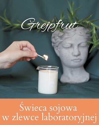Zapachowa świeca sojowa w zlewce laboratoryjnej - Grejpfrut, pine art