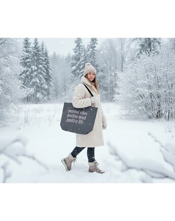 Duża bawełniana torba na zakupy: positive life, mniej więcej