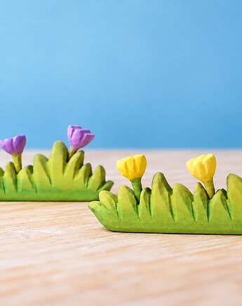 Drewniane rośliny - 2 szt Trawy z kwiatami, Zabawki Montessori, AnemoneDream