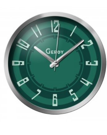 Zegar ścienny zielony designerski cichy metalowy, GEROY