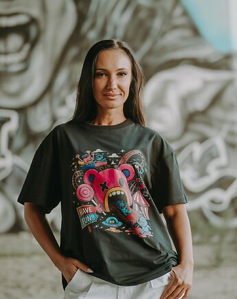 T-shirt oversize Teddyland czarna, BejbiStory