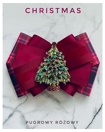 Brosza z Choinką Święta Mikołajki, Pudrowy Różowy
