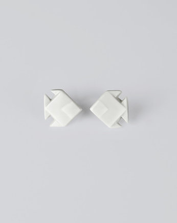 Kolczyki z Porcelany Origami Rybki Średnie Białe, StehlikDesign