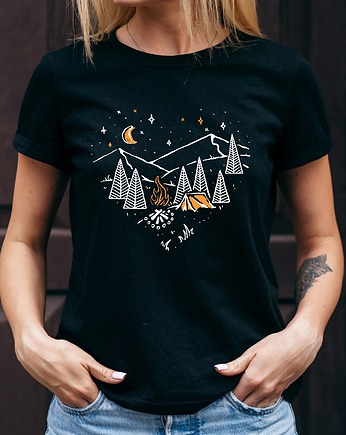 Koszulka damska czarna  Camping, ART ORGANIC