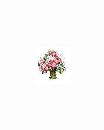 Bukiet kwiatów, print art watercolor, miniaturowy prezent, atelier Brocante