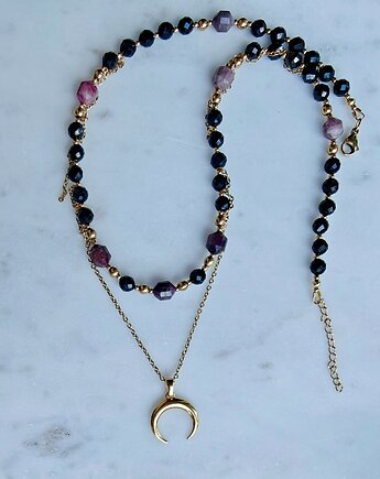 Naszyjnik z turmalinów z lunulą. Dark Moon, Studio Gazela