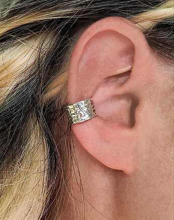 Nausznica  Beton white earcuff -jasne srebro 925 hand made, ZIĘBA