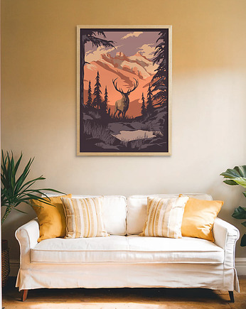 Plakat Jeleń kanadyjski / Góry i las, minimalmill