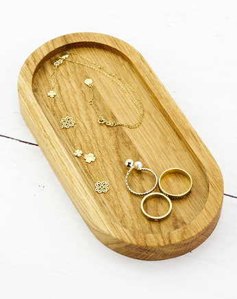 Drewniana owalna  tacka na biżuterię, świeczki, organizer, podstawka, senu