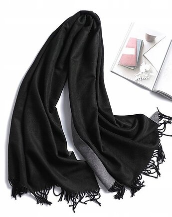 SZAL SZALIK DAMSKI 100% KASZMIROWY czarny SZARY, AKADEMIA STYLU