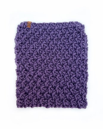 Fioletowy komin z grubej wełny peruwiańskiej, Holy Alpaca Knit