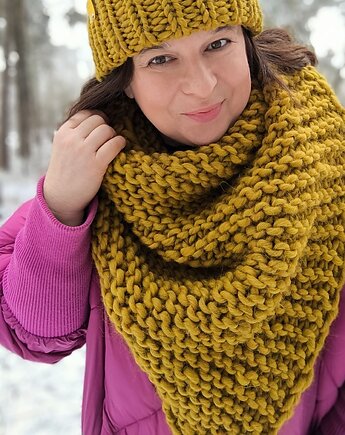 Gruba wełniana chusta WOOLY, sploteka