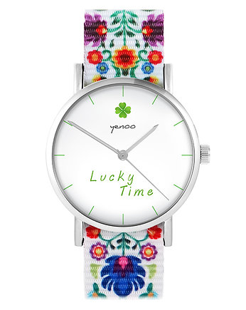 Zegarek - Lucky time - folk biały, nato, yenoo