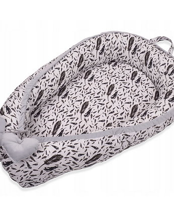 Kokon Niemowlęcy Velvet - Czarne Piórka  Grey, Baby Love Decor