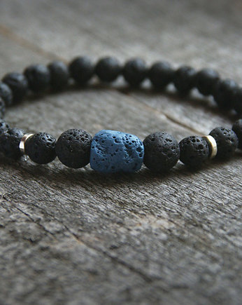 męska bransoletka : LAVA : black & blue, kaktusia