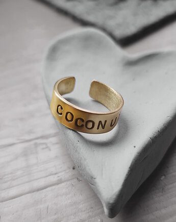 Obrączka z Twoim napisem złocone srebro, COCONUT