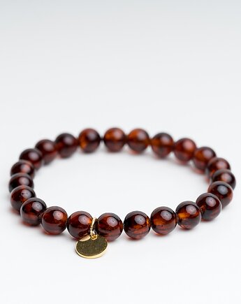 Bransoletka personalizowana bursztyn ciemna wiśnia, AmberMal