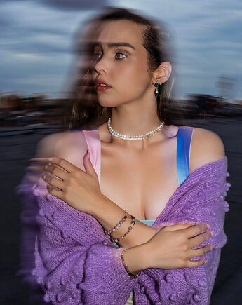 Choker z kolorowego Kociego Oka i Masy Perłowej, w hand works