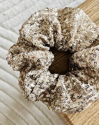 Time to Shine - szampańskie srebro / scrunchie zero waste, Bohemian Soul atelier by M.