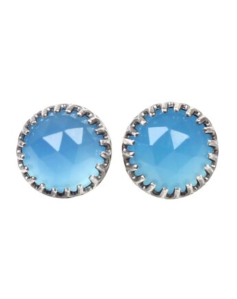 Kolczyki oksydowane sztyfty Mignon z niebieskim agatem, Blooming Stones