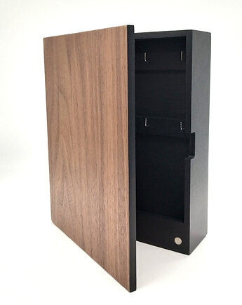 Skrzyneczka na klucze, czarny + orzech, wieszak na klucze, Silva Drewniane Dekoracje