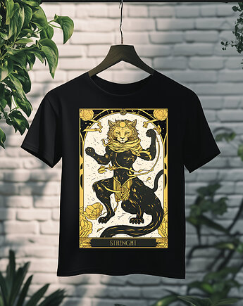 Koszulka - Kocia karta Tarota - Siła, Strenght #2, Black Sapphire Art